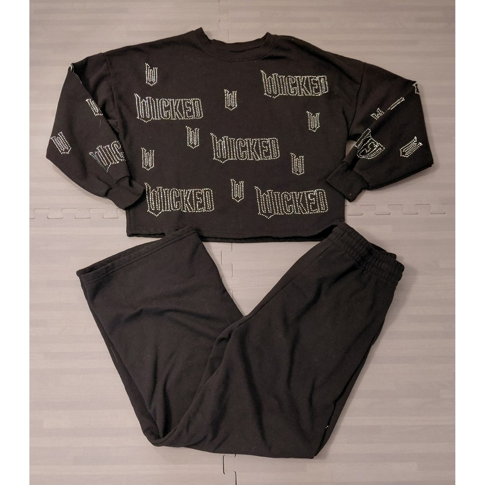 Universal Studios Wicked Rhinestone Sweatshirt and Sweatpants Set Black Small